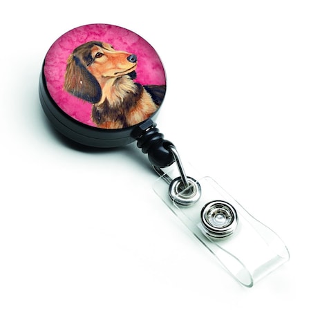 Teachers Aid Pink Dachshund Retractable Badge Reel TE2550229